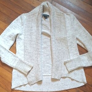 INC Womens Cream & Silver Shimmer Open Front Cardigan Sweater